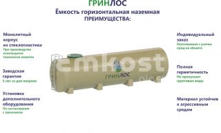 Гринлос Емкость стеклопластиковая 12-2000 горизонтальная наземная - фото 2